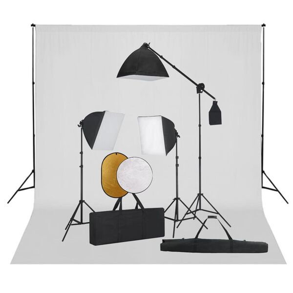 vidaXL Fotostudio-Set mit Softbox-Leuchten, Hintergrund und Reflektor
