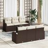 vidaXL Garten-Sofa-Set mit Kissen mit Speicher 7 pcs Braun und Creme