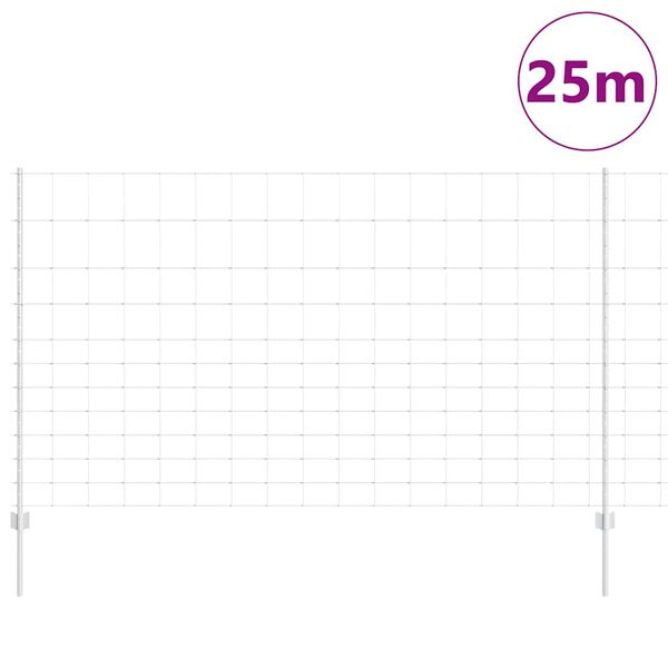 vidaXL Zaun mit Pfosten Silber 1,4 x 25 m Stahl