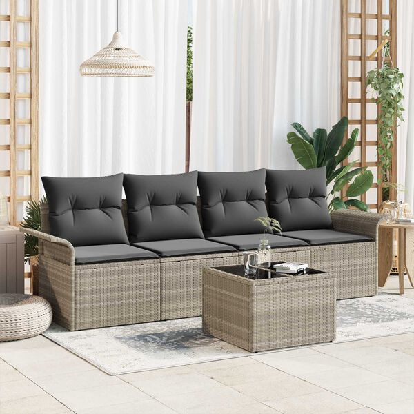 vidaXL Gartensofa-set 5 pcs Hellgrau und Dunkelgrau Poly-Rattan