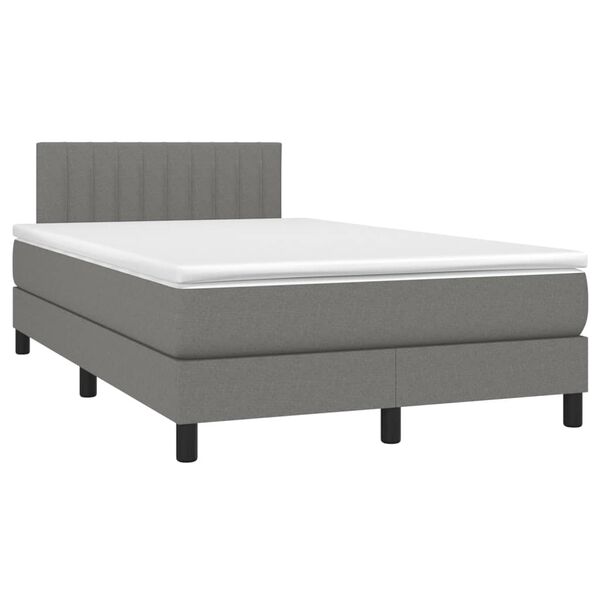 vidaXL Boxspringbett mit Matratze & LED Dunkelgrau 120x200 cm Stoff