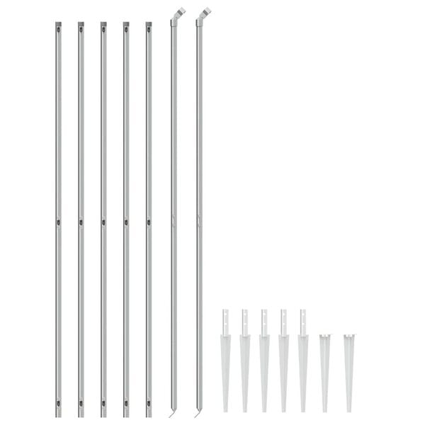 vidaXL Maschendrahtzaun mit Bodenhülsen Silbern 1,6x10 m