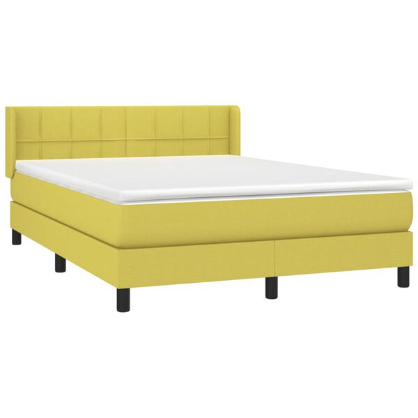 vidaXL Boxspringbett mit Matratze Gr&uuml;n 140x200 cm Stoff