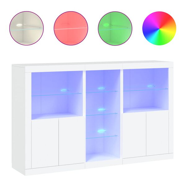 vidaXL Sideboard mit LED-Leuchten Wei&szlig; 162x37x100 cm