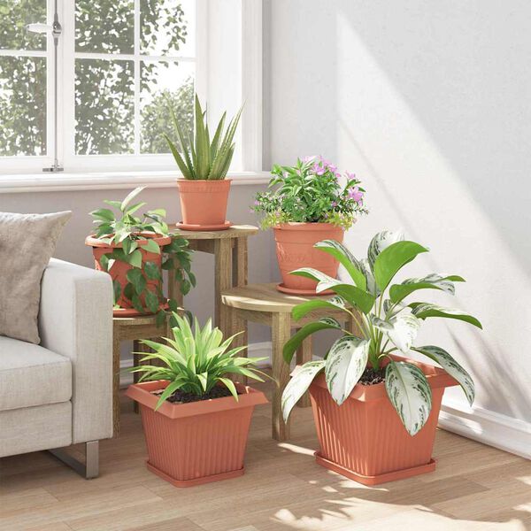 vidaXL Quadratischer Blumentopf 24 pcs Ziegelrot 28,5 x 28,5 x 22 cm