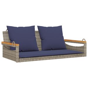 vidaXL H&auml;ngebank mit Kissen Grau 109x62x40 cm Poly Rattan