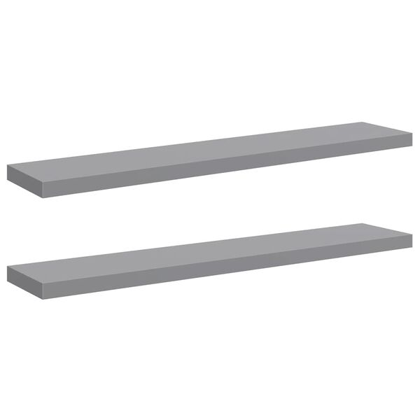 vidaXL Schwebende Wandregale 2 Stk. Grau 120x23,5x3,8 cm MDF
