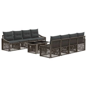 vidaXL Gartensofa-set 9 stk. Grau und Dunkelgrau Poly-Rattan