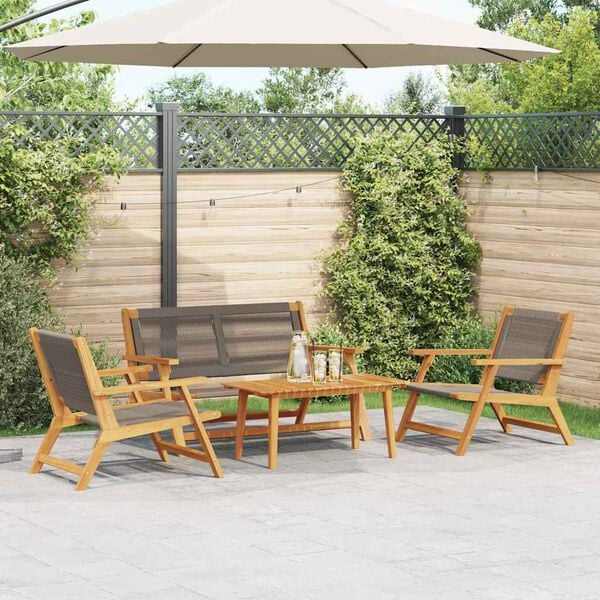 vidaXL Gartenst&uuml;hle mit Tisch 4 pcs Grau Massivholz Akazie