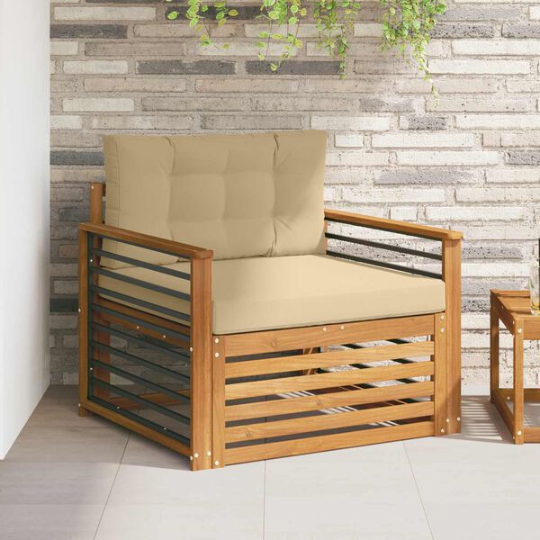 vidaXL Outdoor-Sofagarnitur Massives Akazienholz und Polyester Natur