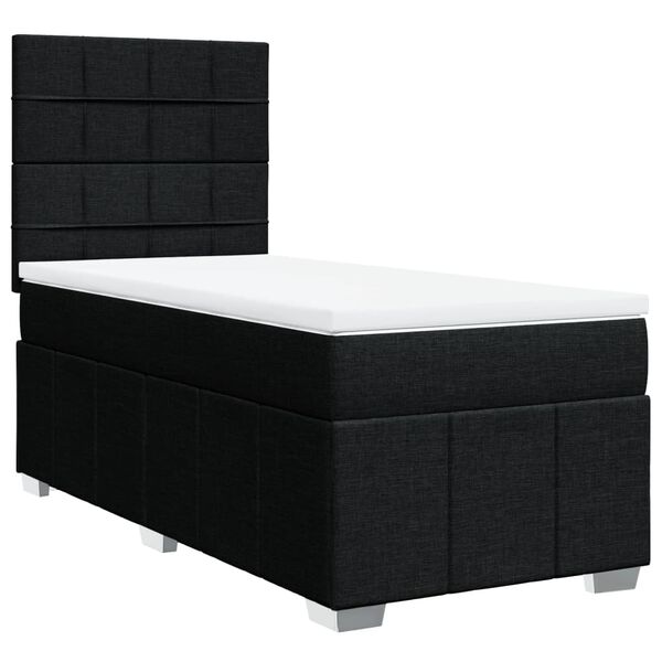 vidaXL Boxspringbett mit Matratze Schwarz 100x200 cm Stoff