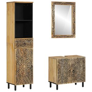 vidaXL 3-tlg. Badmöbel-Set Massivholz Mango