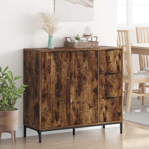 vidaXL Sideboard Ger&auml;ucherte Eiche 89,5 x 33 x 82 cm Holzwerkstoff