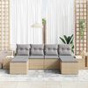 vidaXL Garten-Sofa-Set mit Kissen 4 pcs Beige und Hellgrau Poly-Rattan