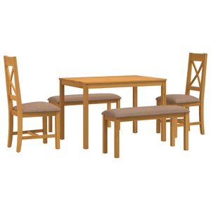 vidaXL Essgruppe 5 stk. Grau Massivholz Eiche