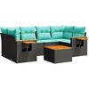 vidaXL 7-tlg. Garten-Sofagarnitur mit Kissen Schwarz Poly Rattan