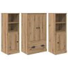 vidaXL Highboard 3 stk. Artisan-Eiche 132 x 35,5 x 103,5 cm