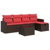 vidaXL 6-tlg. Garten-Sofagarnitur mit Kissen Braun Poly Rattan