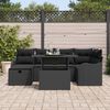 vidaXL Garten-Sofa-Set mit Kissen 7 pcs Schwarz Poly Rattan