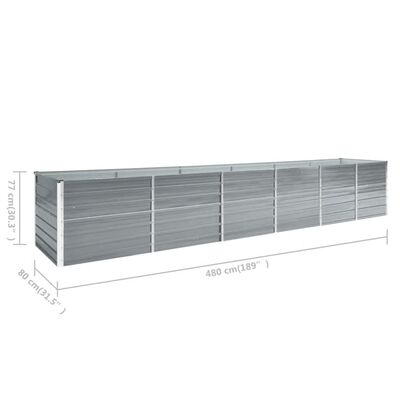 vidaXL Garten-Hochbeet Verzinkter Stahl 480x80x77 cm Grau