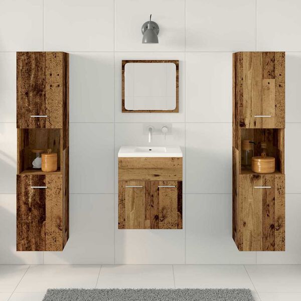vidaXL Badezimmerm&ouml;bel-Set Wandmontiert 4 pcs Altholz Holzwerkstoff