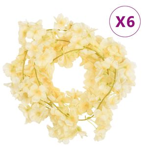 vidaXL Blumengirlanden Blumen 6 Stk. Champagnerfarben 180 cm