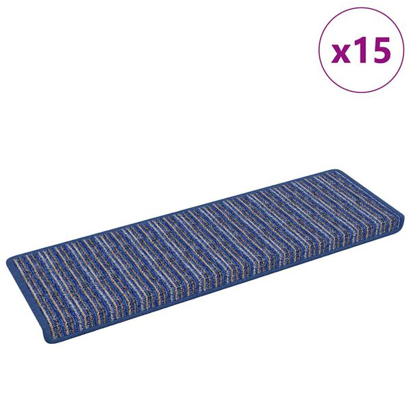vidaXL Selbstklebende Treppenschoner 15 pcs Blau 65 x 21 x 4 cm