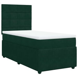 vidaXL Boxspringbett mit Matratze Dunkelgr&uuml;n 90x190 cm Samt