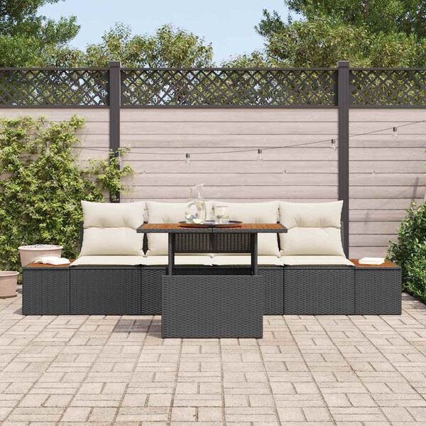vidaXL Garten Essgruppe mit Kissen mit Kissen 5 pcs Schwarz und Beige