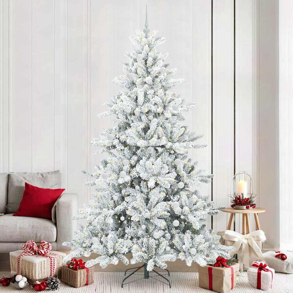 vidaXL K&uuml;nstlicher klappbarer Weihnachtsbaum Wei&szlig; 240 cm PVC und Stahl