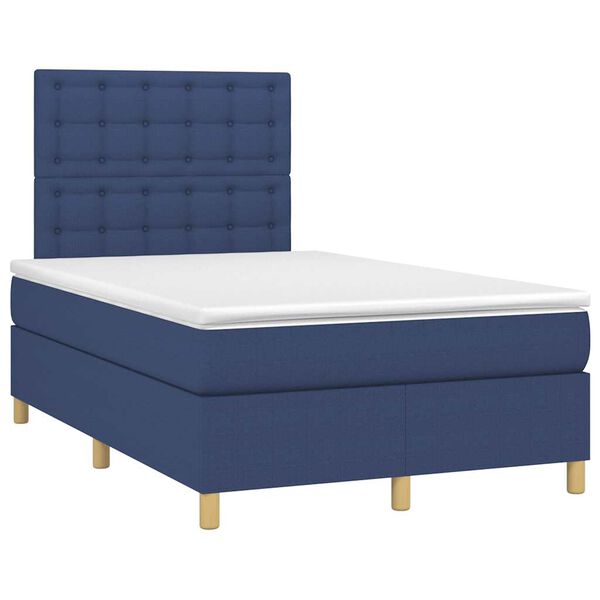 vidaXL Boxspringbett mit Matratze Blau 120x190 cm Stoff