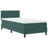 vidaXL LED Boxspringbett mit Matratze Dunkelgr&uuml;n 90 x 200 cm Samt