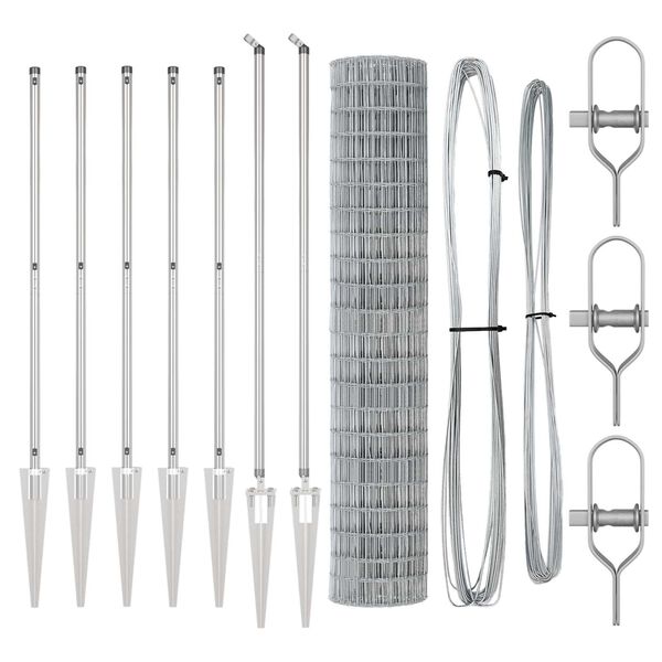 vidaXL Zaun mit Pfosten Silber 1,5 x 10 m Stahl