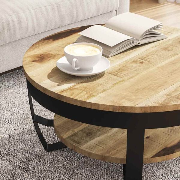 vidaXL Couchtisch Raues Massives Mangoholz 65x32 cm