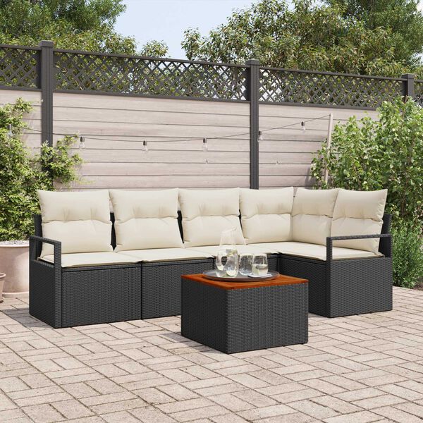 vidaXL Garten-Sofa-Set 6 pcs Schwarz und Wei&szlig;