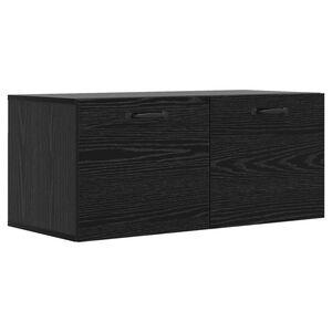 vidaXL Wandschrank Wandhalterung Schwarz Eichen-Optik Holzwerkstoff