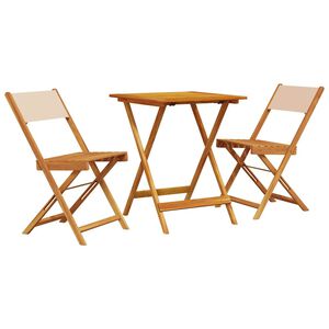 vidaXL 3-tlg. Bistro-Set Beige Stoff und Massivholz
