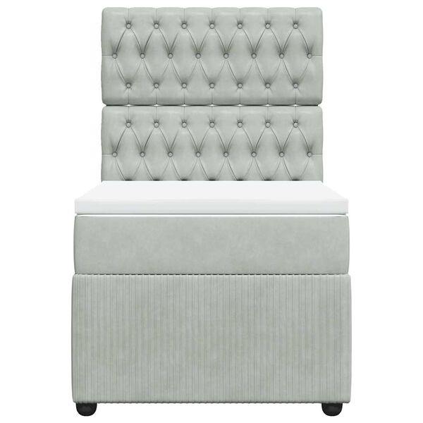vidaXL Boxspringbett mit Matratze Hellgrau 80x200 cm Samt
