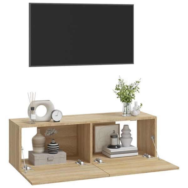 vidaXL TV-Wandschr&auml;nke 2 Stk. Sonoma-Eiche 100x30x30 cm Holzwerkstoff