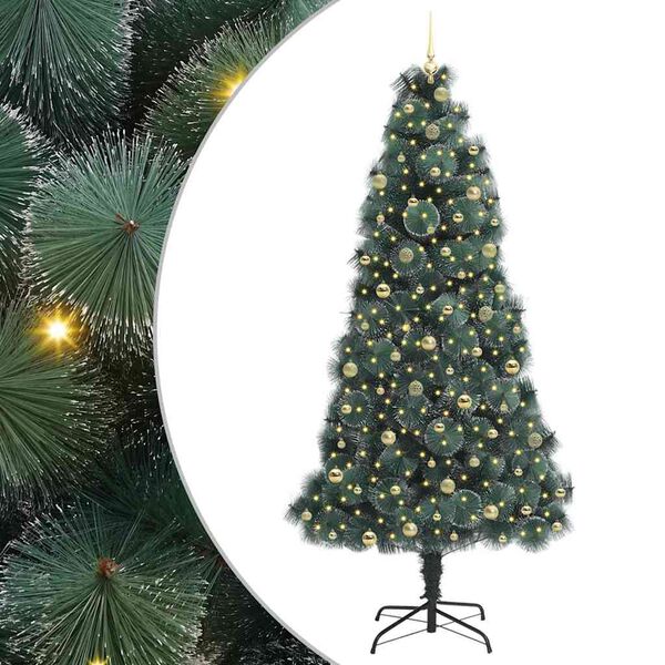vidaXL Künstlicher vorbeleuchteter Weihnachtsbaum mit Kugelset 240 cm