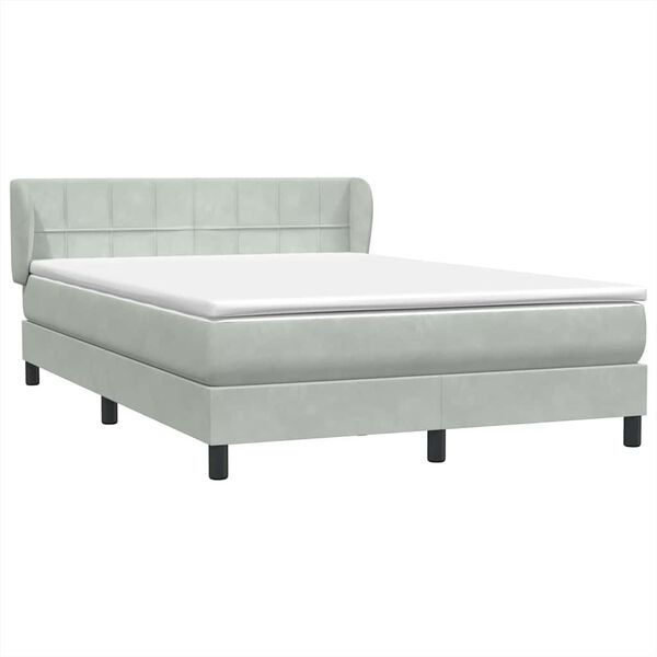 vidaXL Boxspringbett mit Matratze Hellgrau 160x210 cm Samt