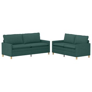 vidaXL Sofa Set 2 stk. Dunkelgr&uuml;n Stoff