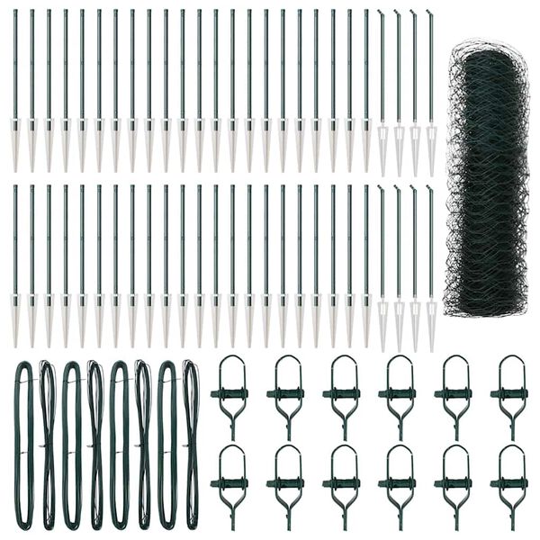 vidaXL Zaunpfosten Gr&uuml;n 100 x 0,6 m (36 mm Maschen) Stahl und PVC