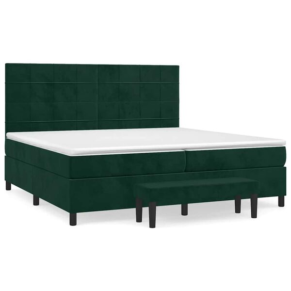 vidaXL Boxspringbett mit Matratze Dunkelgr&uuml;n 200x200 cm Samt