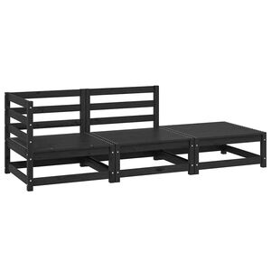 vidaXL 3-tlg. Garten-Lounge-Set Schwarz Massivholz Kiefer
