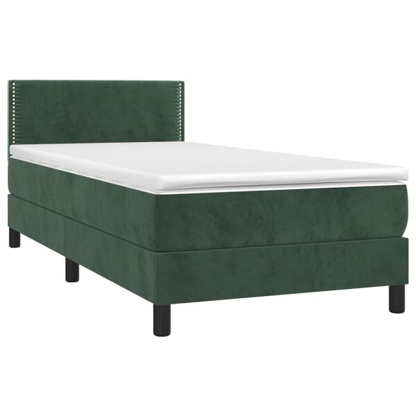 vidaXL Boxspringbett mit Matratze Dunkelgr&uuml;n 80x200 cm Samt