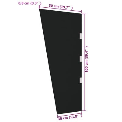vidaXL Seitenwand für Vordach Schwarz 50x100 cm Hartglas