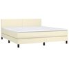 vidaXL Boxspringbett mit Matratze & LED Creme 160x200 cm Kunstleder