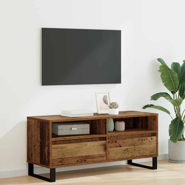 vidaXL TV-Schr&auml;nk Altholz 100 x 34,5 x 44,5 cm Verbundholz und Eisen