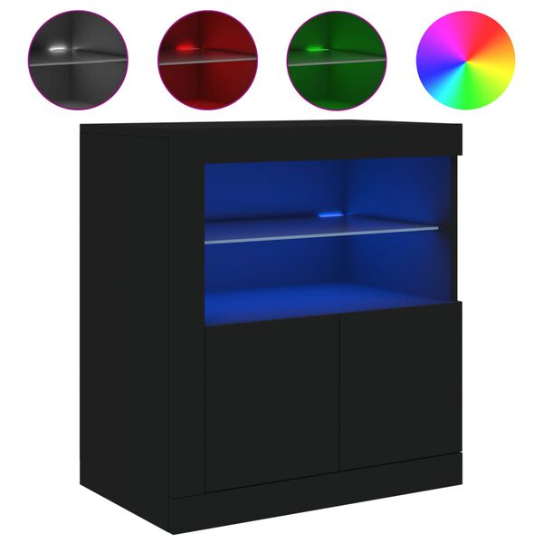 vidaXL Sideboard mit LED-Leuchten Schwarz 60,5x37x67 cm